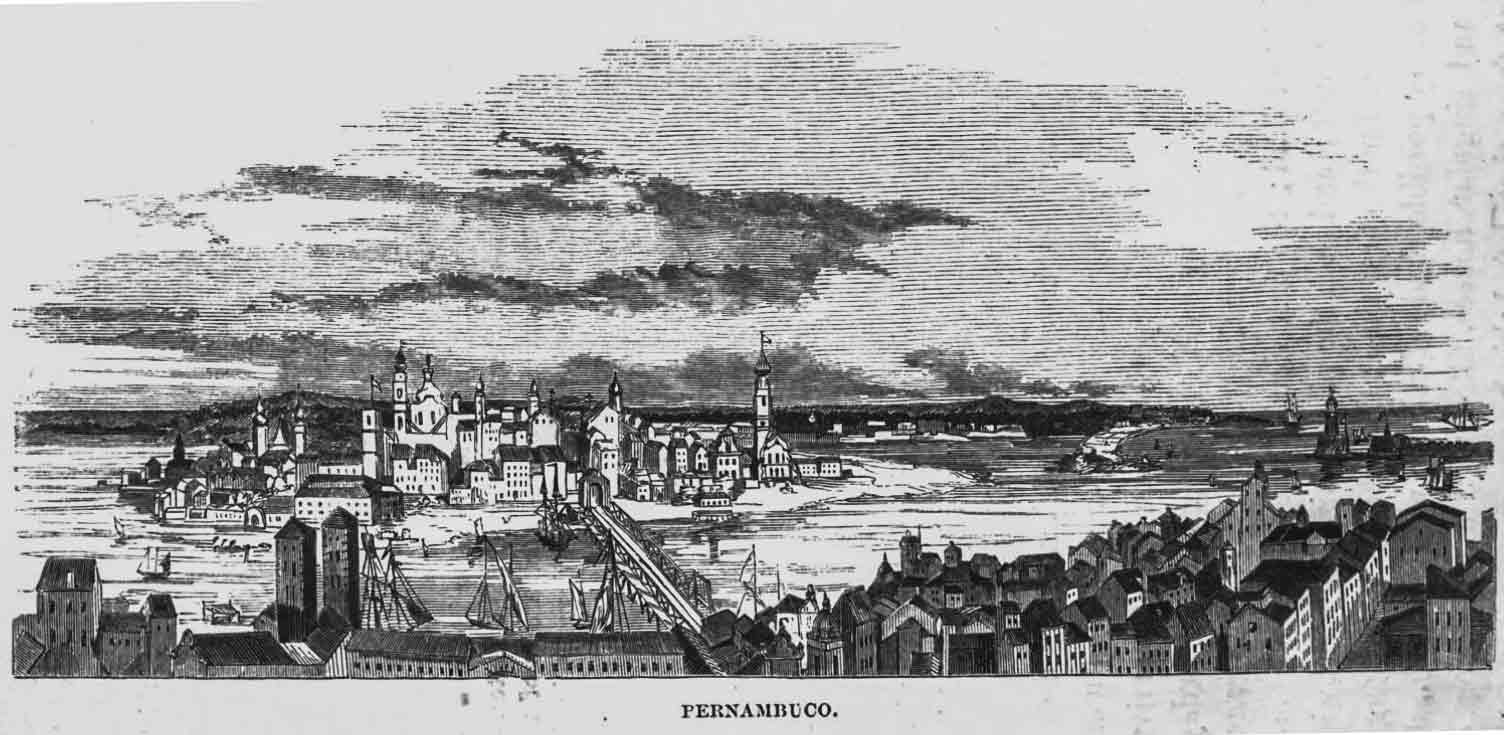 View of the port of Pernambuco, engraving from Hadfield 1854